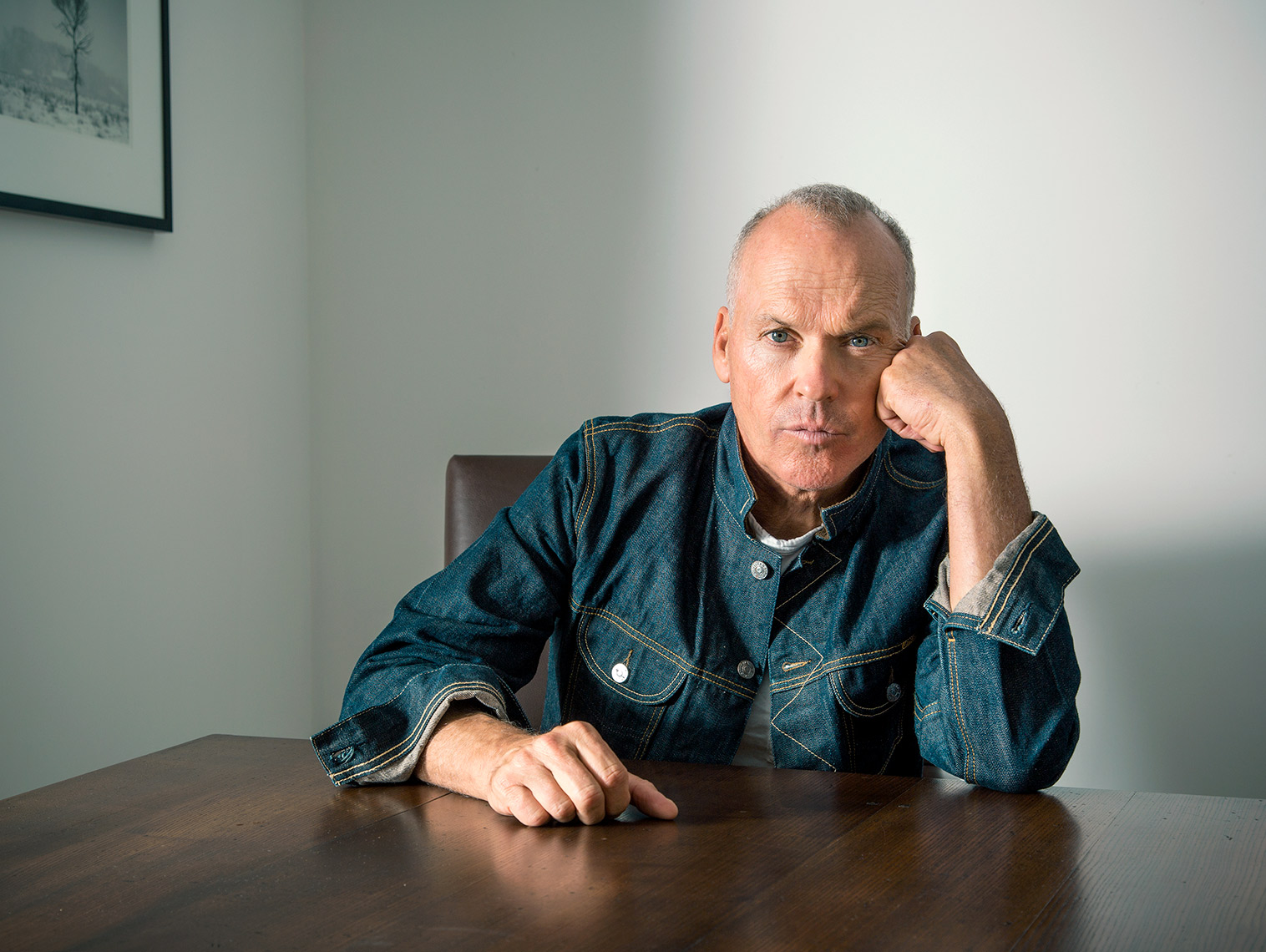 Michael Keaton photographed by Michael Lewis for the New York Times at his Pacific Palisades home on September 24th, 2014.